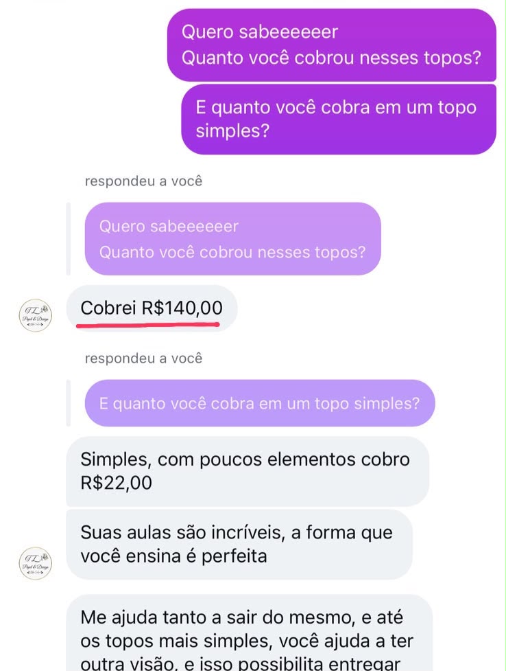 Cobrava R$22 no topo simples. Depois do TBL, cobrei R$140 no mesmo topo
